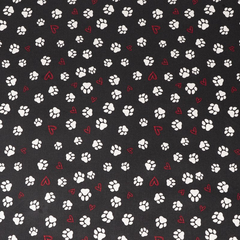 Cotton Fabric for Quilting & Sewing - Paw Love Onyx 1 Yard