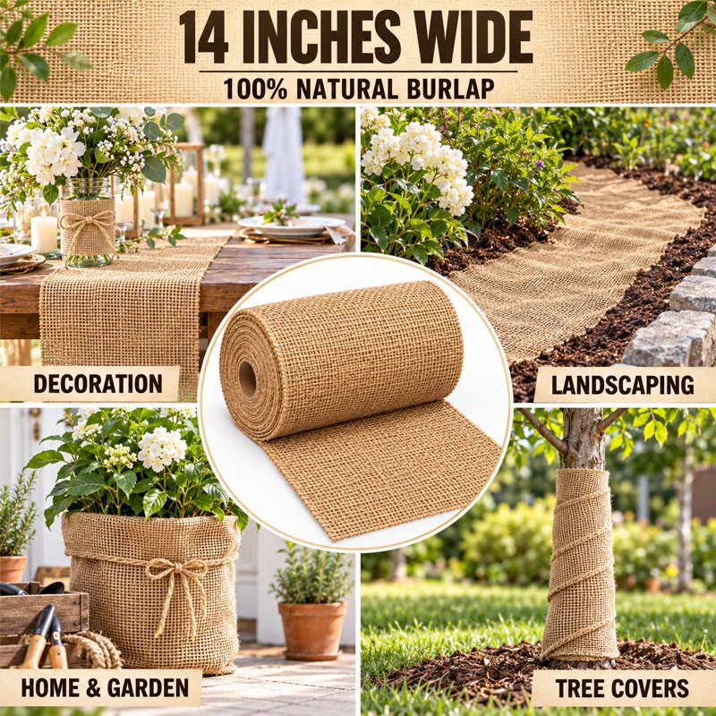 Natural Burlap Fabric Roll for Crafts and Home Decor