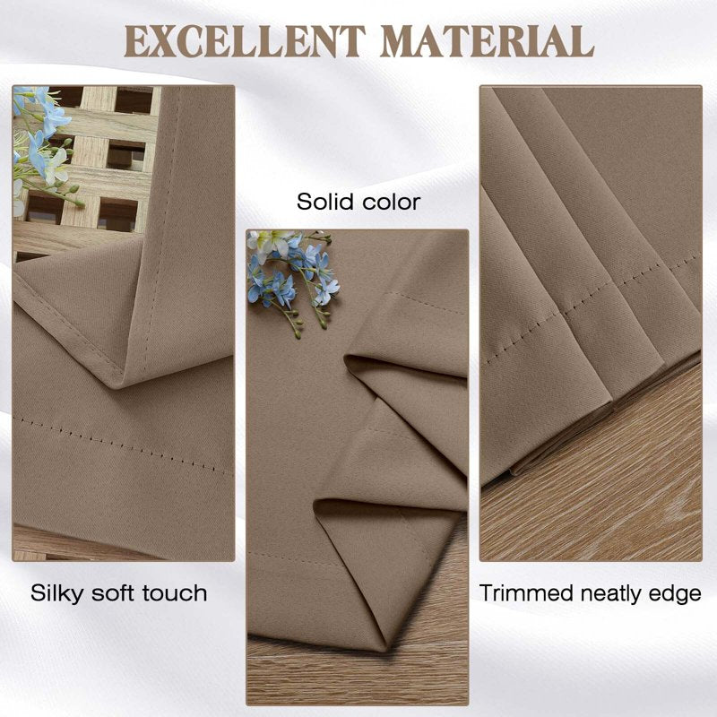 Room Darkening Kitchen Curtains 2 Pcs - Insulated Solid Window Drapes