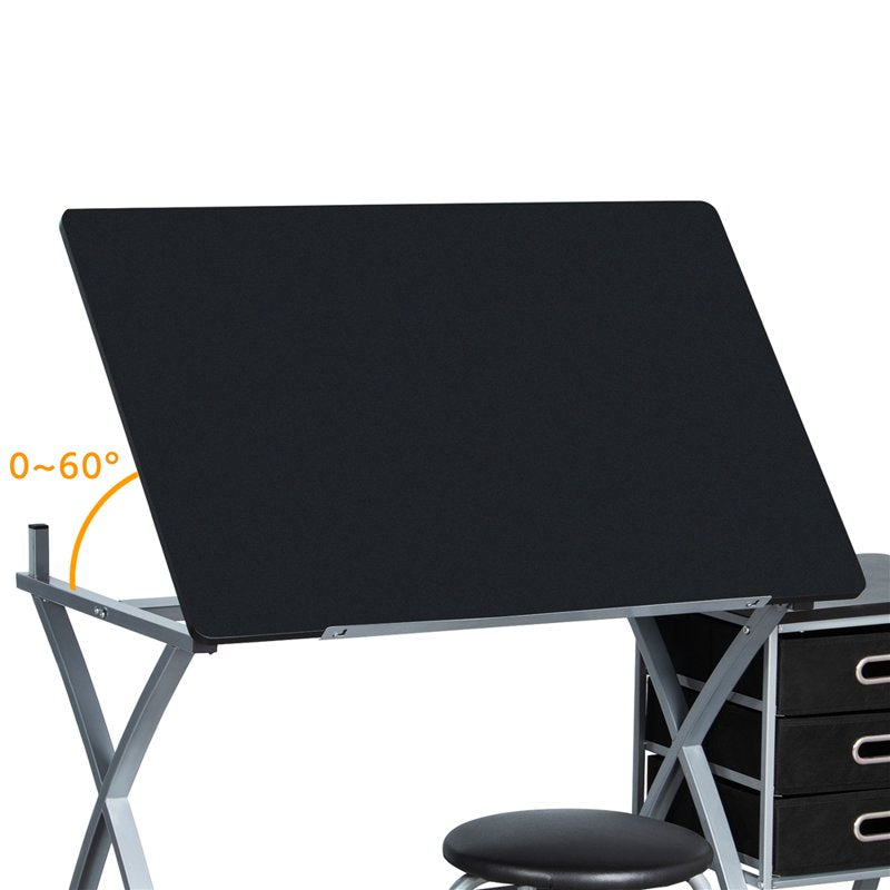 Adjustable Drafting Table with Stool - Multi-Use Art & Workstation