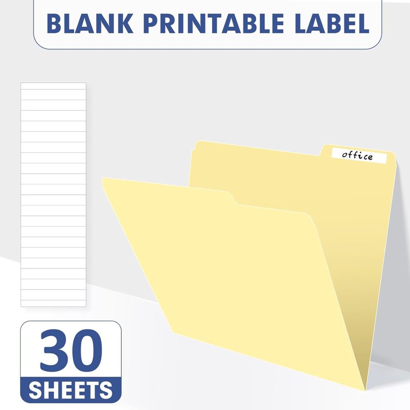 Manila File Folders 30 Pack with 1/3 Cut Tabs for Office School Business Letter Size