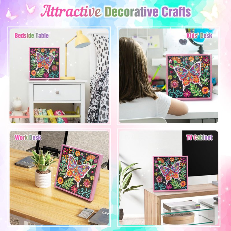 Kids DIY Diamond Art Craft Kit with Wooden Frame - Multiple Sizes & Designs