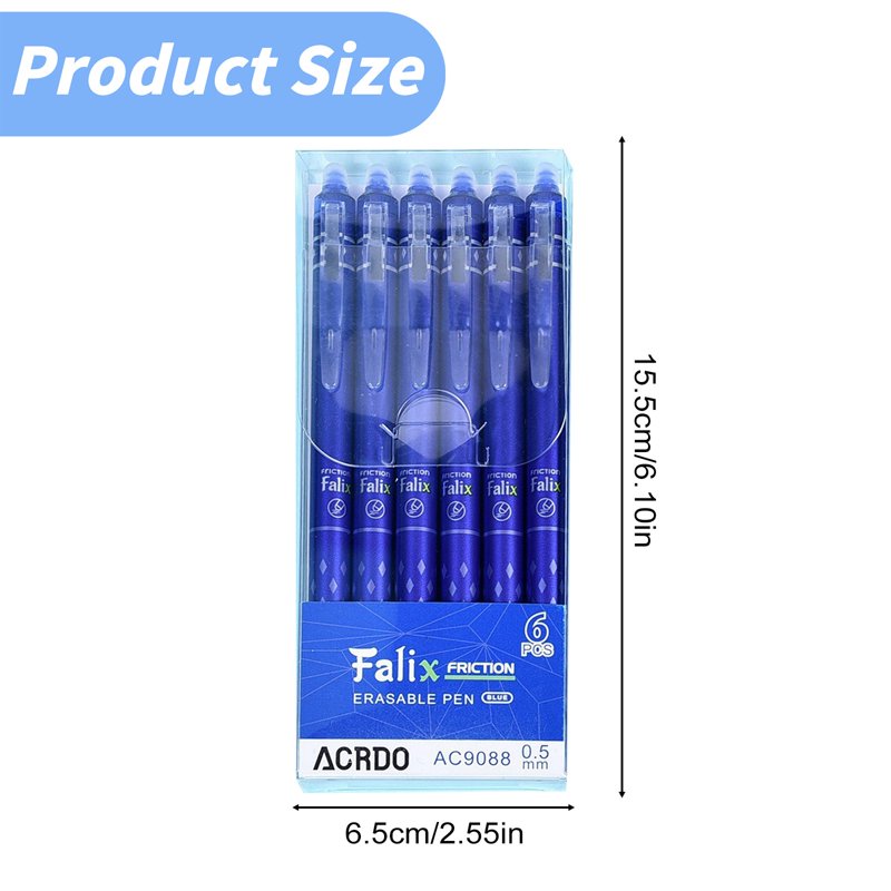 Erasable Gel Pens 6-Pack Retractable Smooth Writing and Mistake Erasing