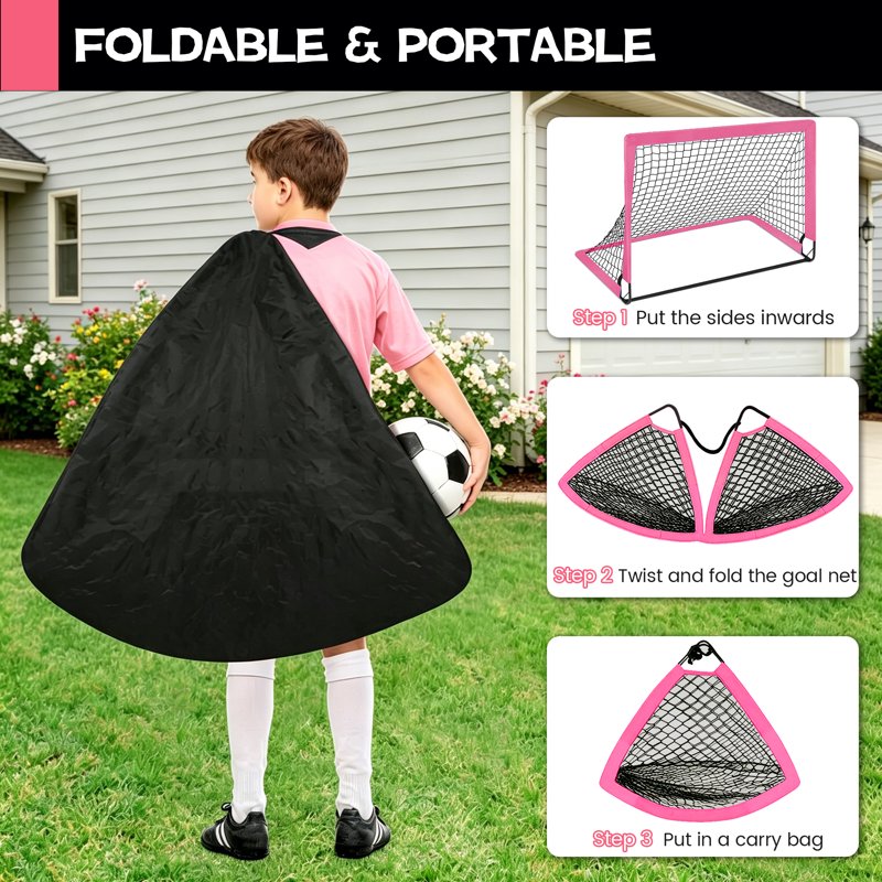 Pop-Up Soccer Goal Set (2 Pack) 4'x3' Backyard Training Net with Ball & Accessories