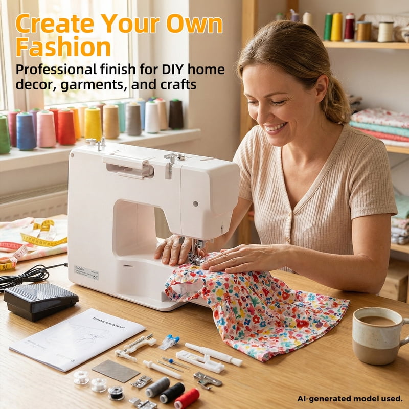 Computerized Sewing Machine with 300 Stitches & Wide Extension Table