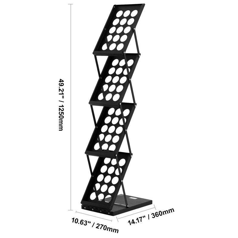 Foldable Magazine Display Rack with 4 Pockets - Portable Literature Organizer