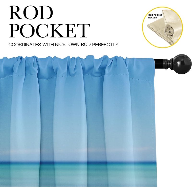 2 Pack Window Valances for Living Room & Kitchen - Beach, Blue, Grey & More