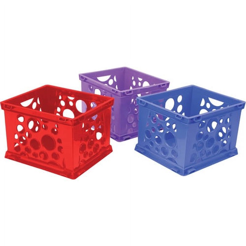 Storage Crate with Stackable Design for Classroom & Office Supplies - 17.3 x 14.3 x 10.5 Inches
