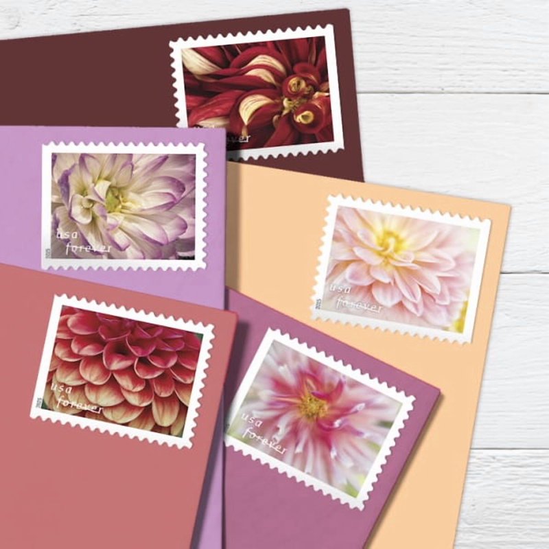 Dahlias USPS Forever Postage Stamp Book of 20 Flowers Wedding Holiday