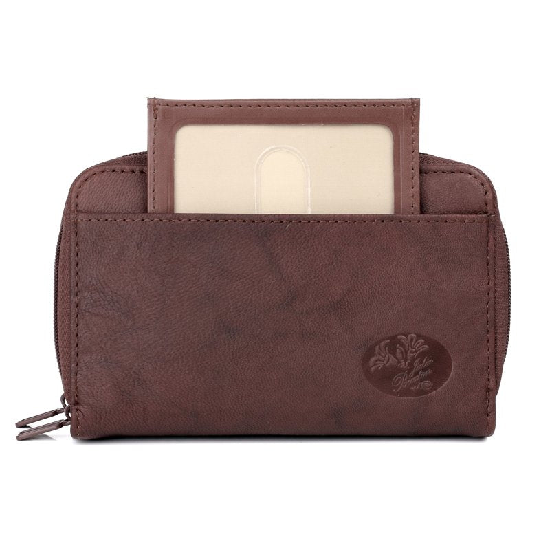 Women's Leather Double Zip Organizer Bag - Multiple Colors