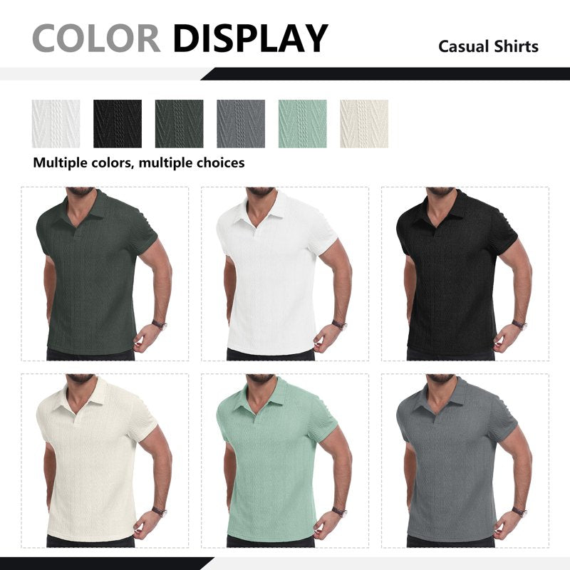 Men's Short Sleeve Polo Shirt Lightweight Cotton Casual Golf Top