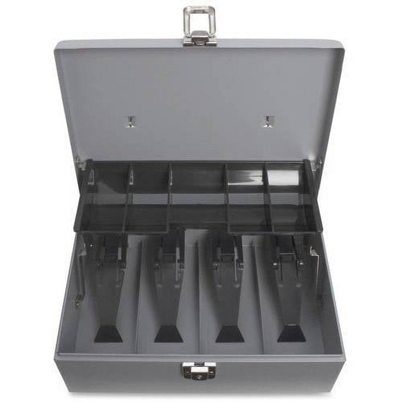 Steel Cash Box with 5-Compartment Coin Tray Lockable Money Storage