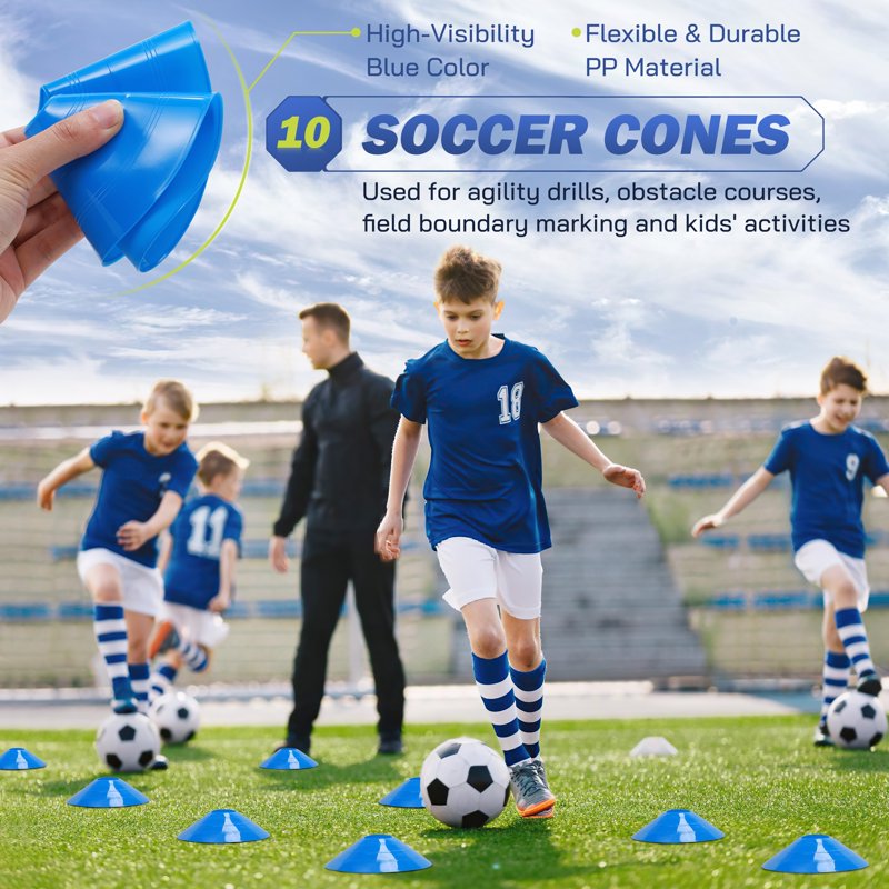Portable Soccer Goal Set of 2 3x4 ft with Ladder & Cones – Training Nets (Blue)