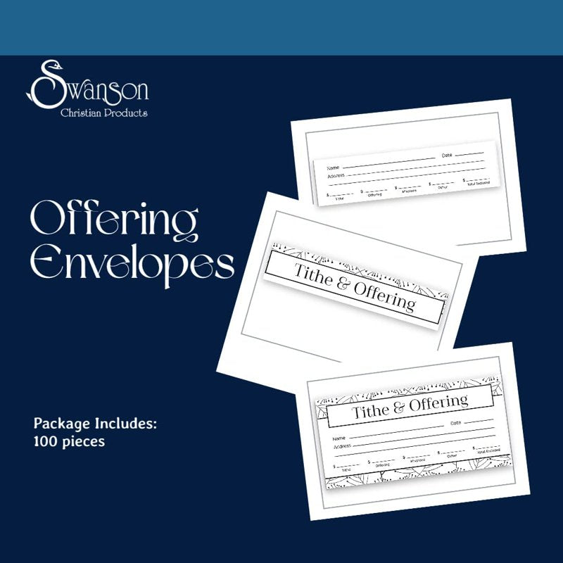 Offering Envelopes for Tithes and Donations - Pack of 100, 3x6.25 Inches