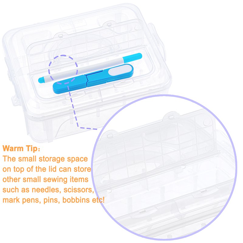 Stackable Clear Storage Box for Sewing & Embroidery Thread - Holds 60 Spools