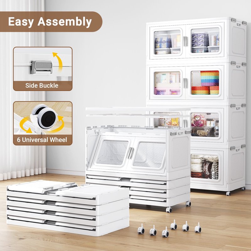Extra Large Stackable Storage Bins with Lid – Heavy-Duty Plastic Closet Organizers