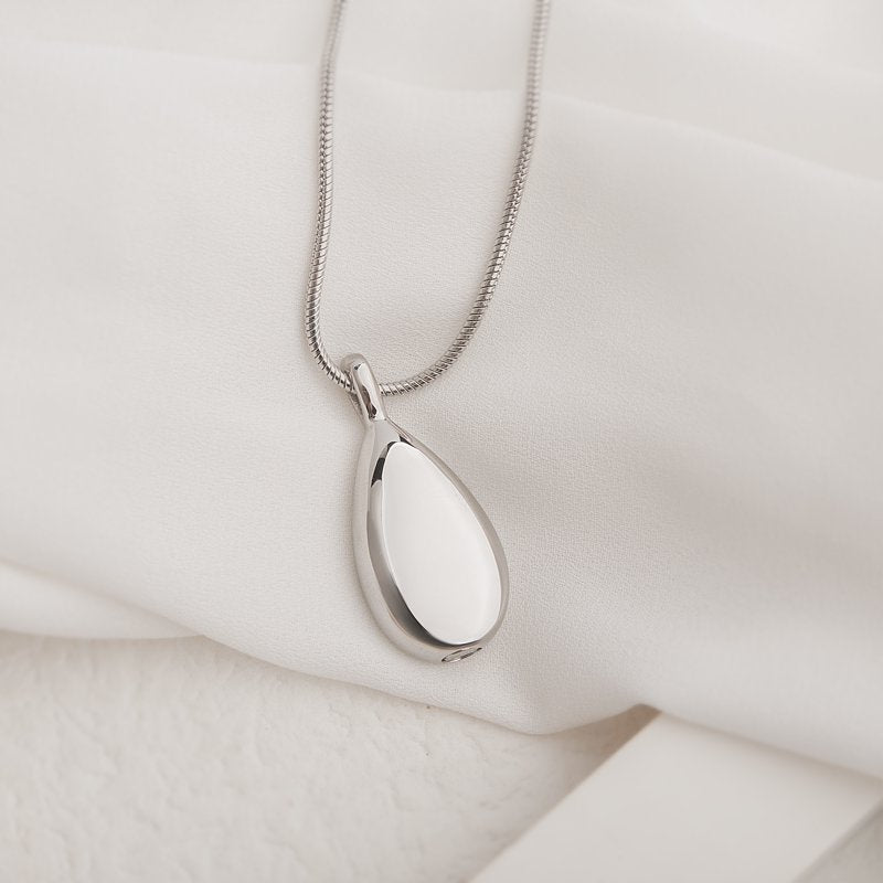 Memory Teardrop Keepsake Ashes Necklace - Cremation Memorial Jewelry