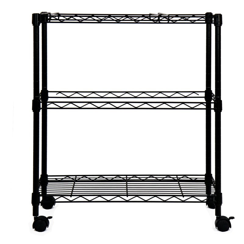 Portable 2-Tier Metal Rolling File Cart - Black Office Storage Organizer