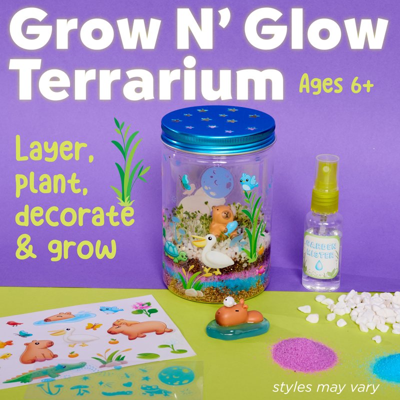 Kids Grow 'N Glow Terrarium Kit - STEM Eco-System Craft & Science Set