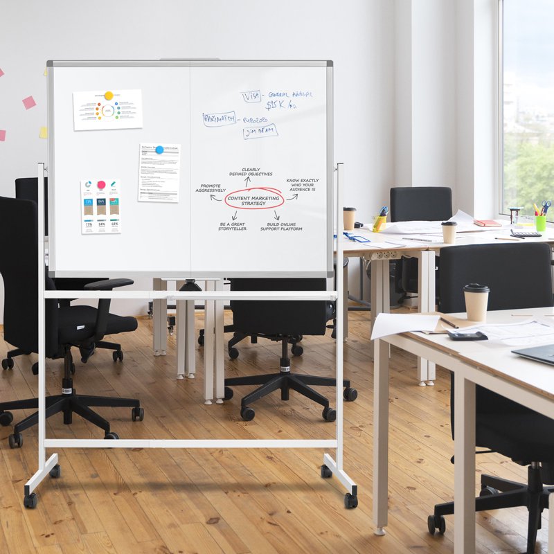 Double-Sided Reversible Magnetic Whiteboard with Wheels - Large Mobile Dry Erase Board for Office Home Classroom