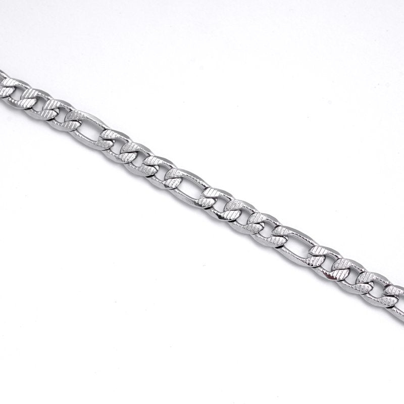 Men's Stainless Steel Diamond Cut Figaro Chain Necklace - Durable & Tarnish-Resistant
