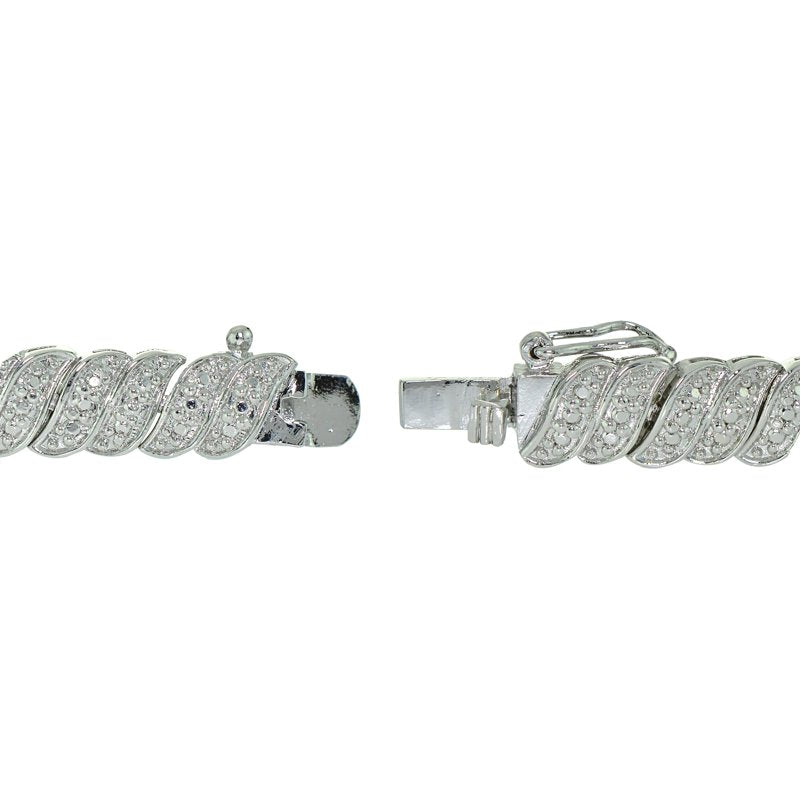 Diamond Wave Link Tennis Bracelet 0.25ct Silver Tone Jewelry
