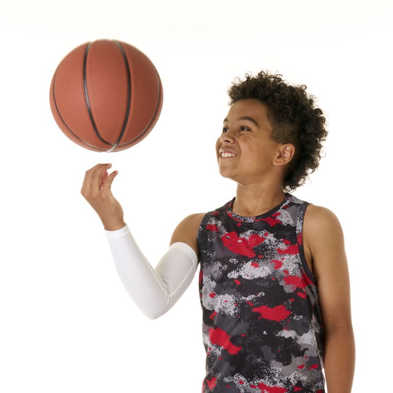 Youth Arm Sleeves for Sports, White, 1 Pair, Moisture-Wicking & 4-Way Stretch