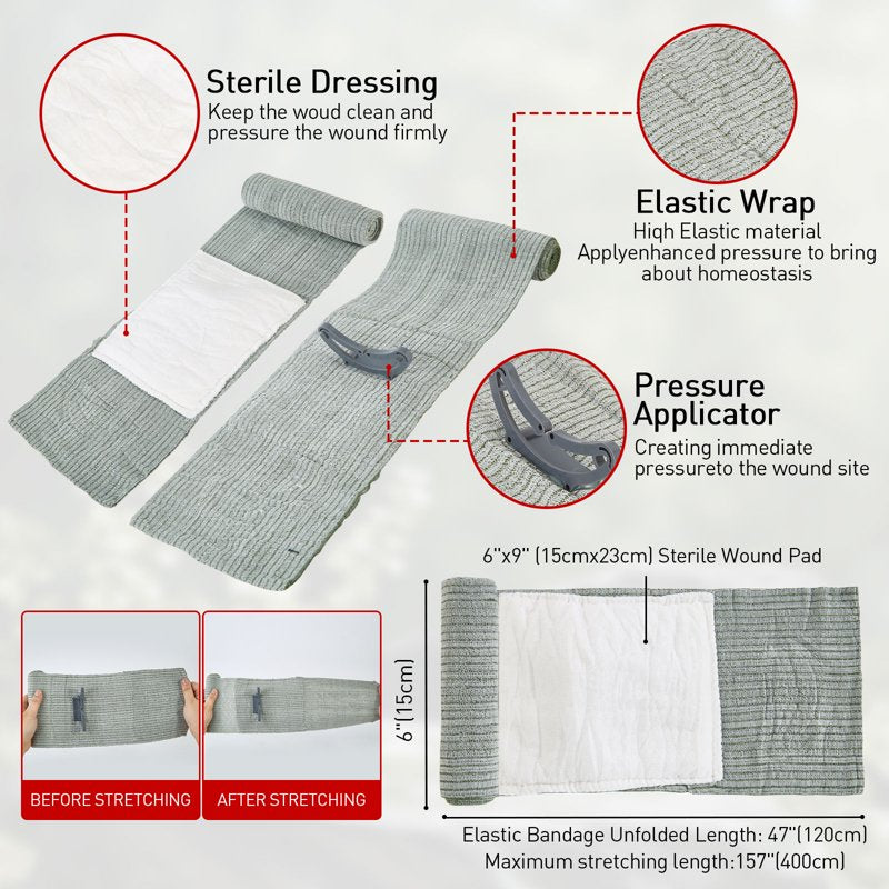 Emergency Trauma First Aid Kit with 36-Inch Splint & Israeli Bandage - Tactical Medical Supplies for Military & Survival