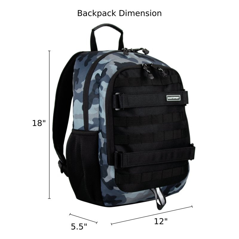 Skater Backpack with Skateboard Straps and Multiple Compartments - Rugged & Durable
