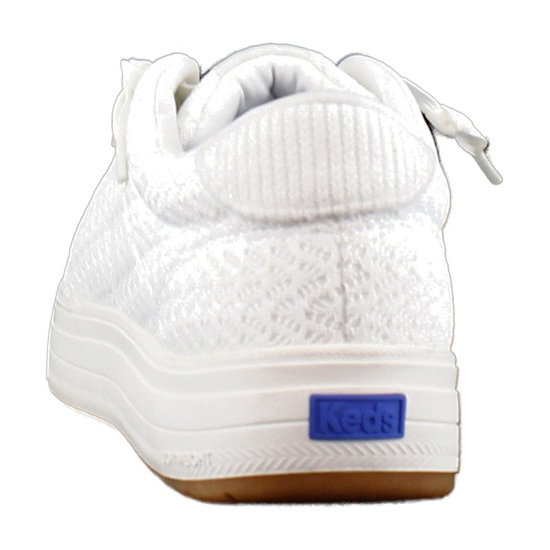 Women's Canvas Sneakers with Lace-Up Closure - White Knit, Wide & Medium Widths