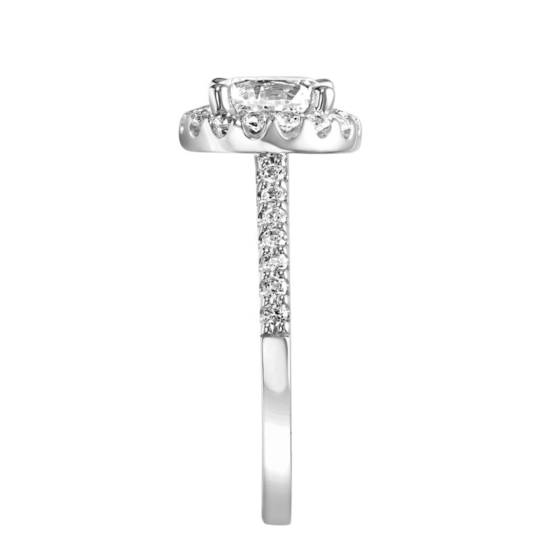 2-1/5 Carat White Sapphire Halo Engagement Ring in Sterling Silver - Size Variations