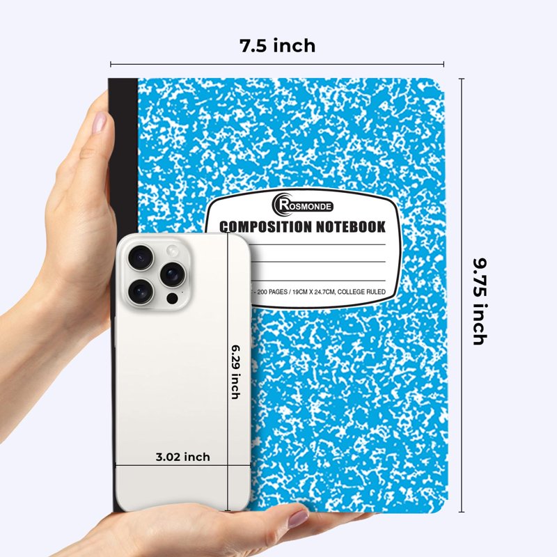 5 Pack College Ruled Composition Notebooks - 200 Pages, Durable Cover, Assorted Colors