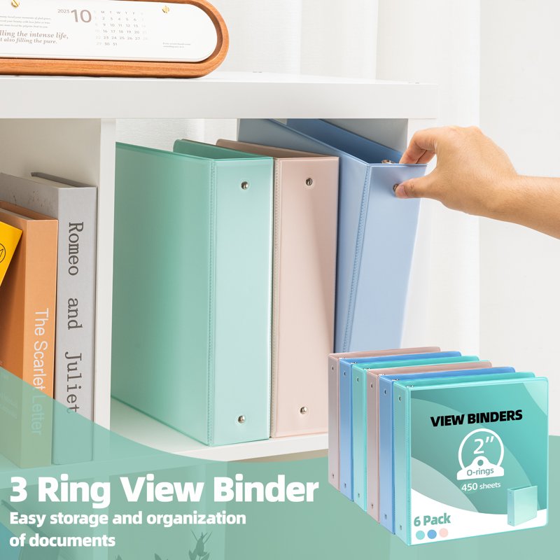 3-Ring View Binders 2 Inch Pack of 6 - Office, School & Home Organization