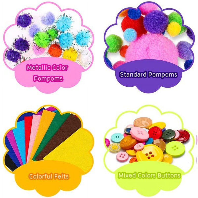 Kids DIY Art & Craft Kit with Wooden Sticks, Beads, Stickers, and More - Creative Craft Supplies for Children