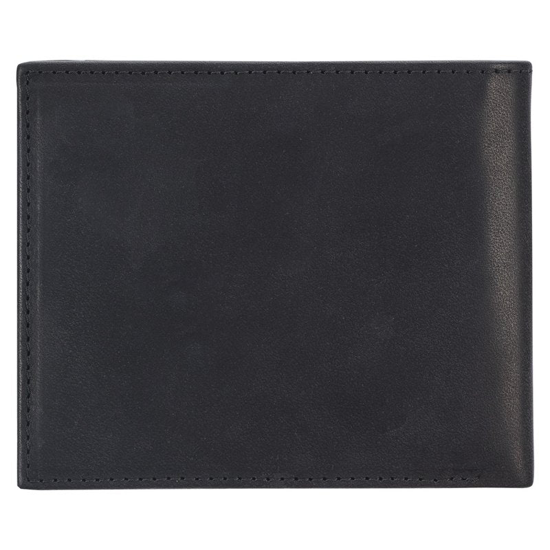 Men's Leather RFID Blocking Cross Wallet with Removable ID Window - Black