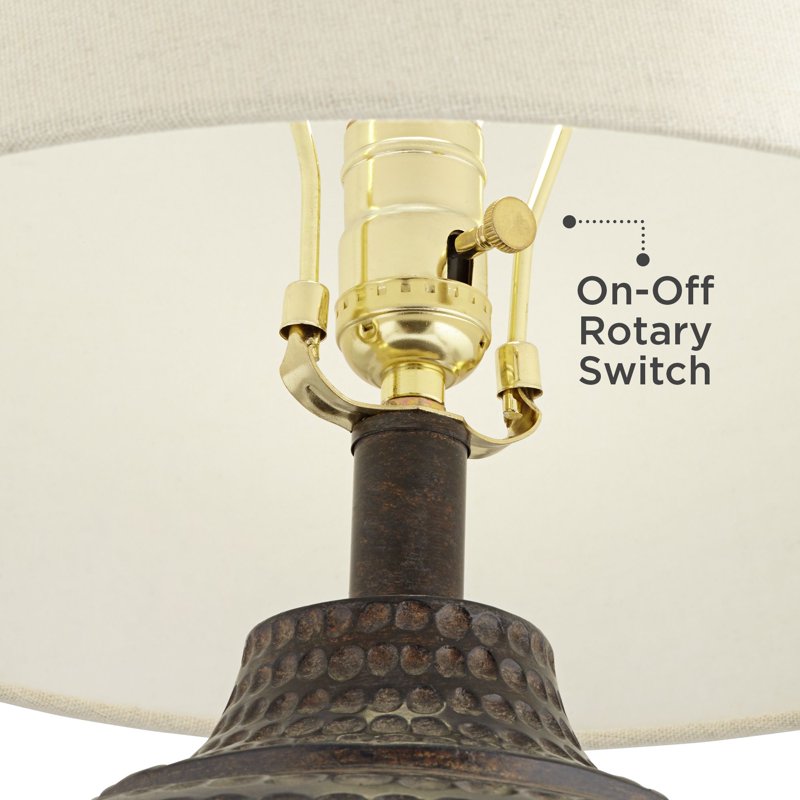 Farmhouse Rustic Table Lamp with Earthen Brown Wood Finish | 25.5"