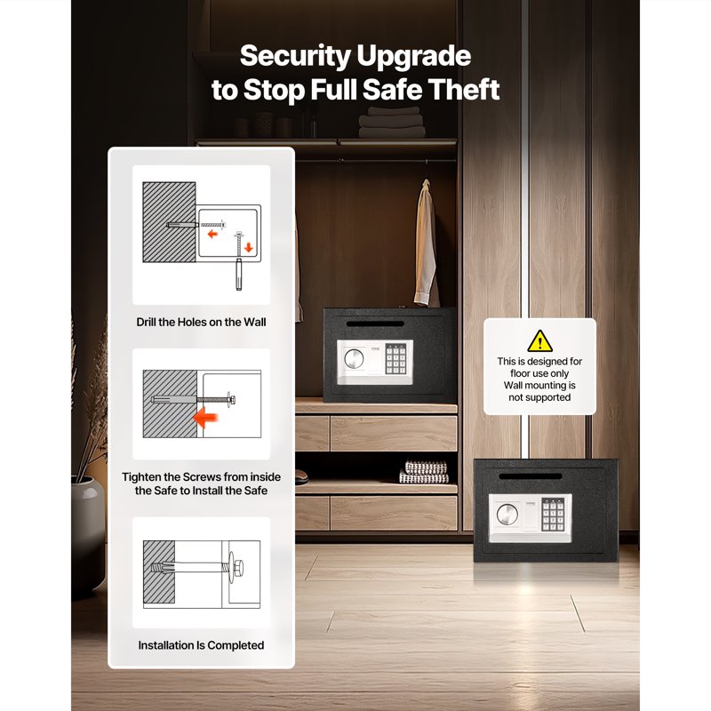 Digital Drop Slot Safe Box with Alarm, Durable Carbon Steel Security Deposit Container