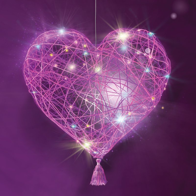 DIY Light-Up Heart Lantern Kit for Kids - 3D String Art Craft Set with LED Lights