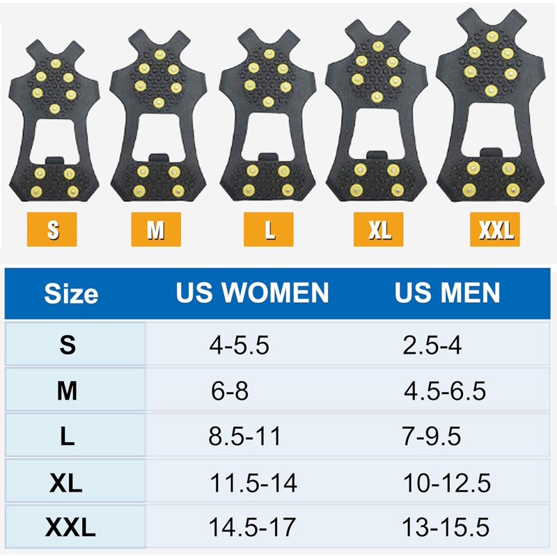 Ice Snow Cleats for Shoes and Boots - Anti-Slip Traction Crampons, Winter Safety Gear