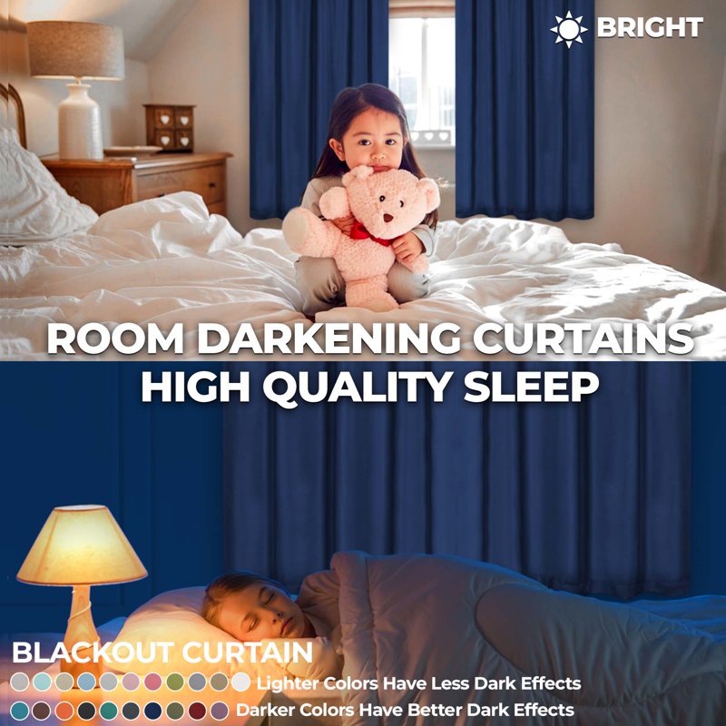 Blackout Curtain Panel Set - Room Darkening, Light Filtering, Rod Pocket Style