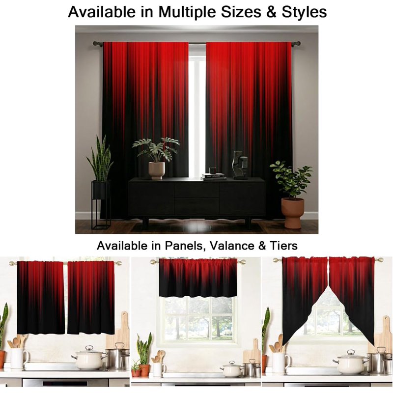 Gothic Dark Anime Ombre Curtains - 52x84 Inch Window Drapes for Gaming Bedrooms