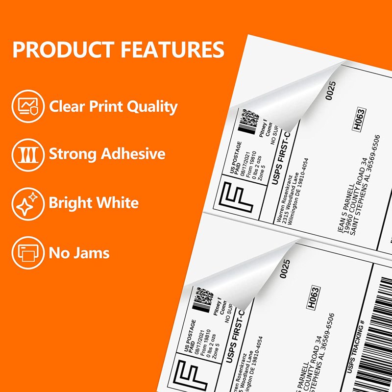 Self-Adhesive Shipping Labels for Laser & Inkjet Printers - 8.5 x 5.5 Inches, 500 Labels