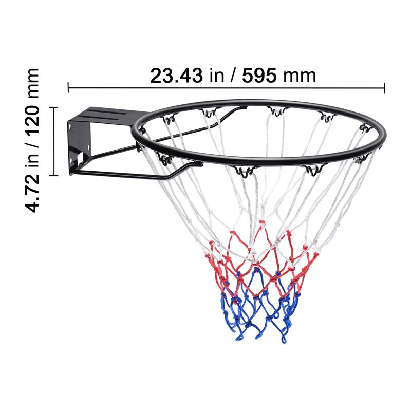 18-Inch Indoor Outdoor Wall or Door Mount Basketball Rim with Net and Twin Spring