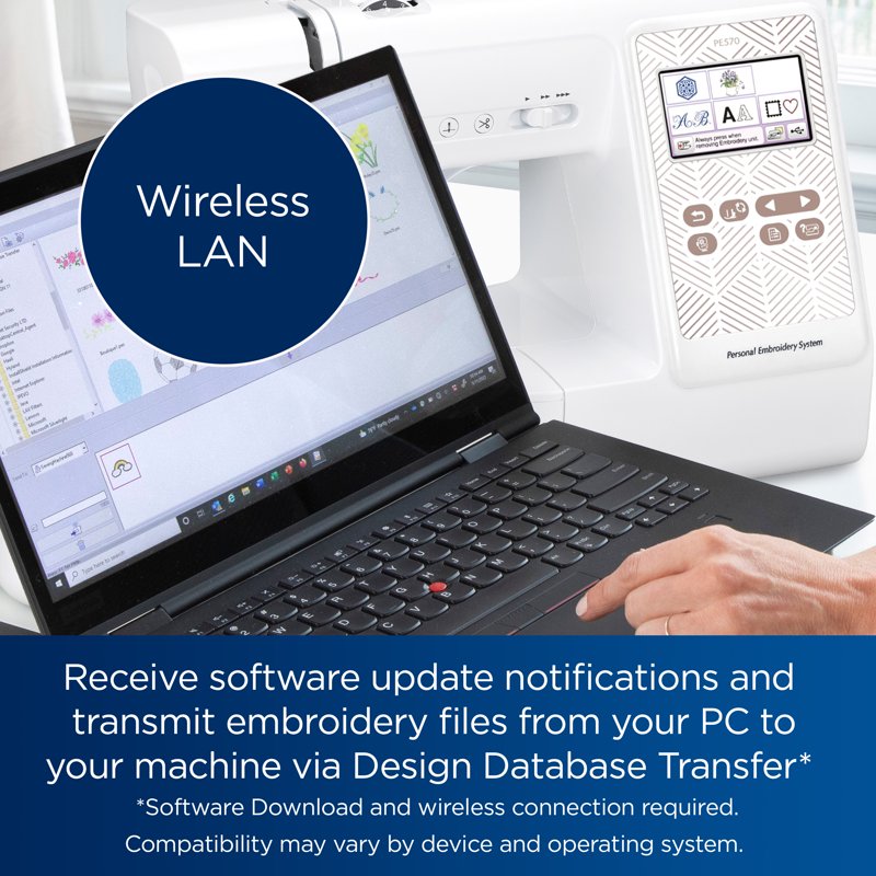 Embroidery Machine with 135 Built-in Designs, Wireless Connectivity, Touchscreen