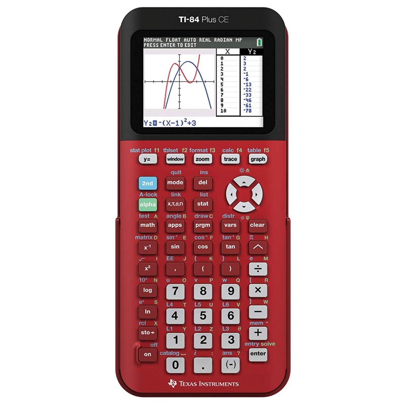 Color Graphing Calculator TI-84 Plus CE Red for Math Science
