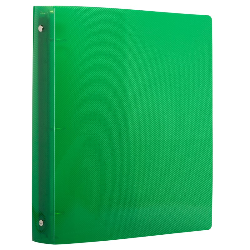 1-Inch Plastic Binder with Metal Rings - Green, 3-Ring Office Organizer