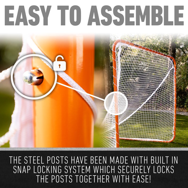 Official Size Lacrosse Goal 6' x 6' Portable Steel Frame with Net