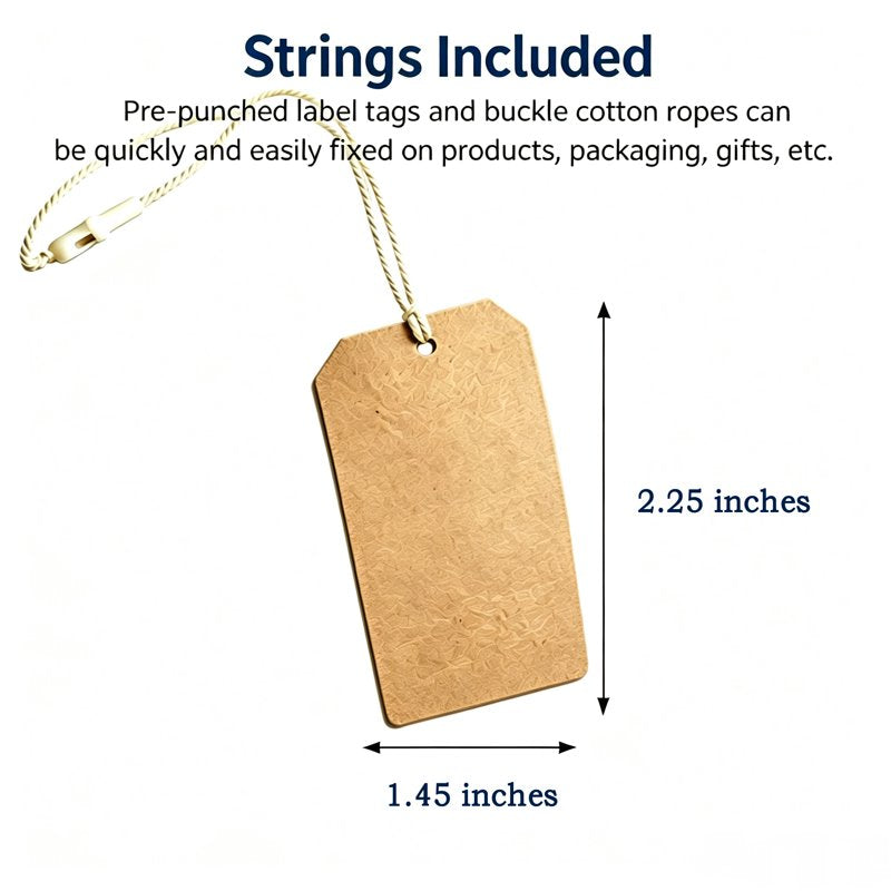 Kraft Paper Gift Tags with Rope - Customizable Brown Cardboard Labels, 400 Sheets