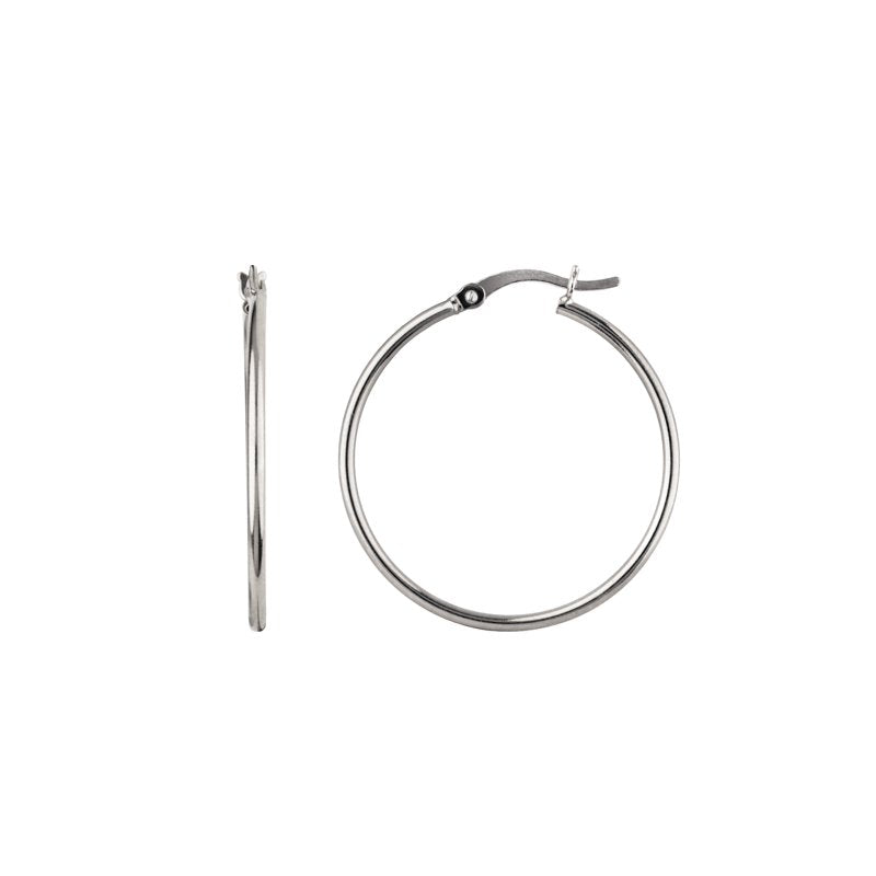 Sterling Silver & 14K Rose Gold Plated Hoop Earrings 30MM - Women's Jewelry