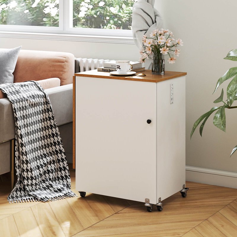Folding Sewing Table with Storage Bins & Charging Station - Portable Craft Desk